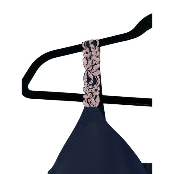 Natori Bra 736037 body double with lace full fit dark blue size 32DDD 32F - Picture 2 of 6